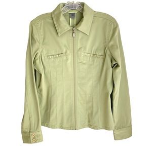 Halston Jeans Green Full Zip Jacket Size Medium